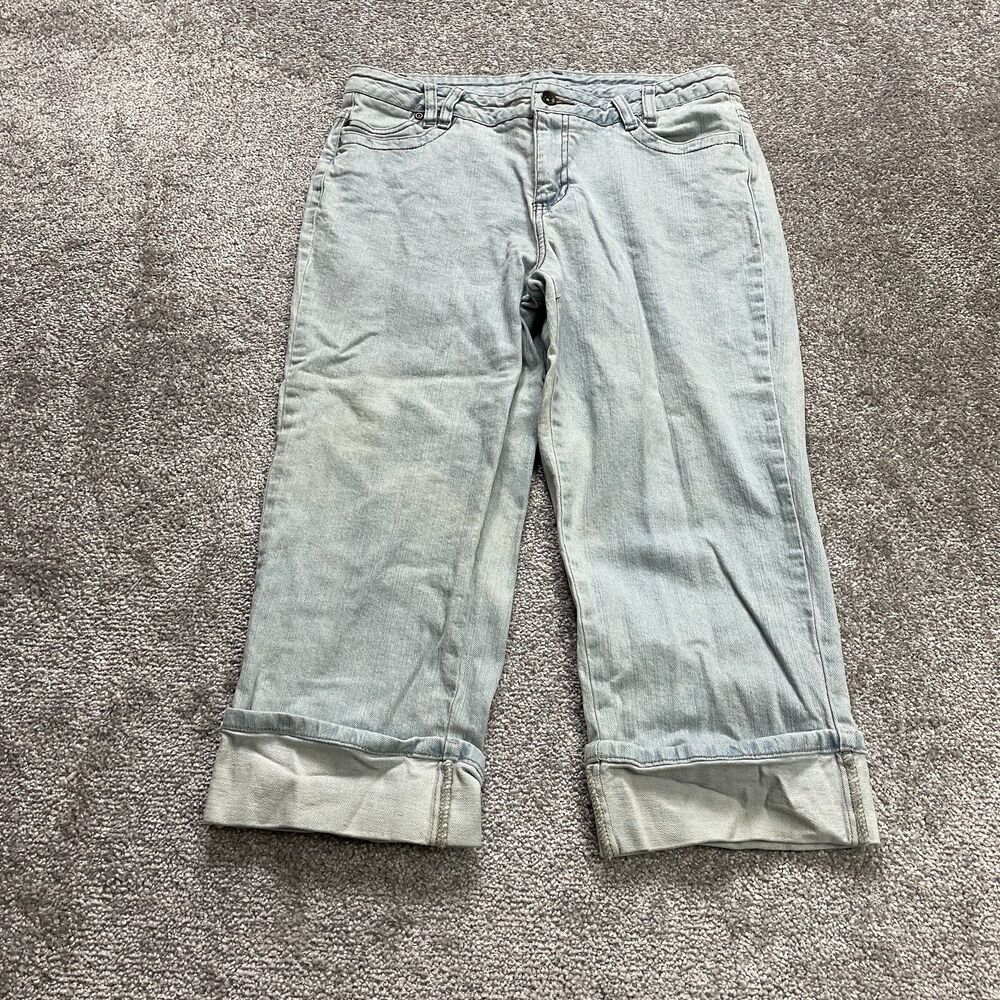 Canyon River Blues Jeans Womens Petite 10P Blue Denim Light Wash Rolled Leg Crop